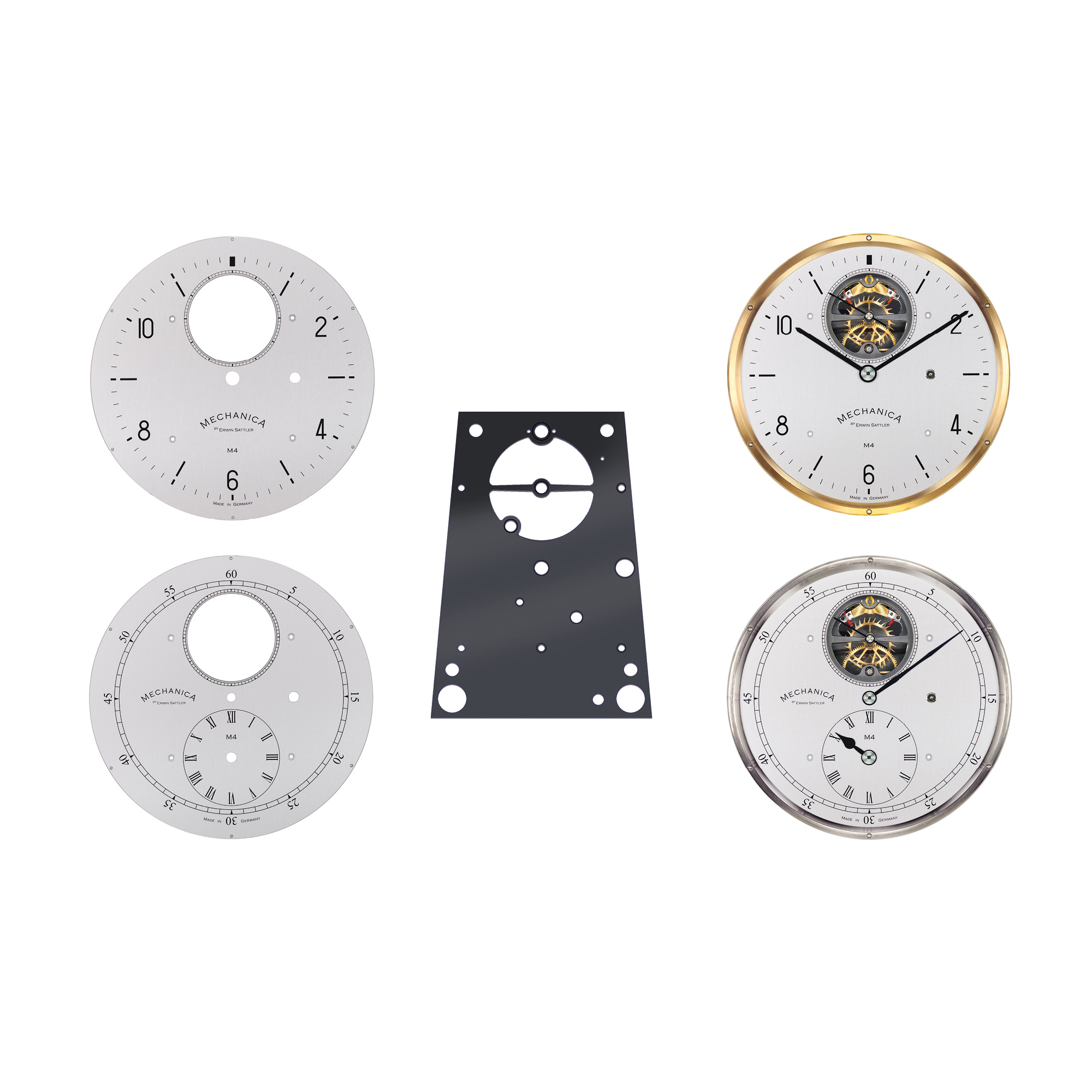 Platine+Zifferblatt Platine mit Vierkant