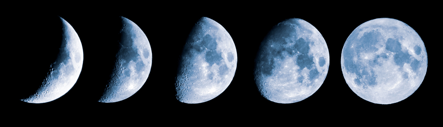 Growing phases of the moon in 5 steps.